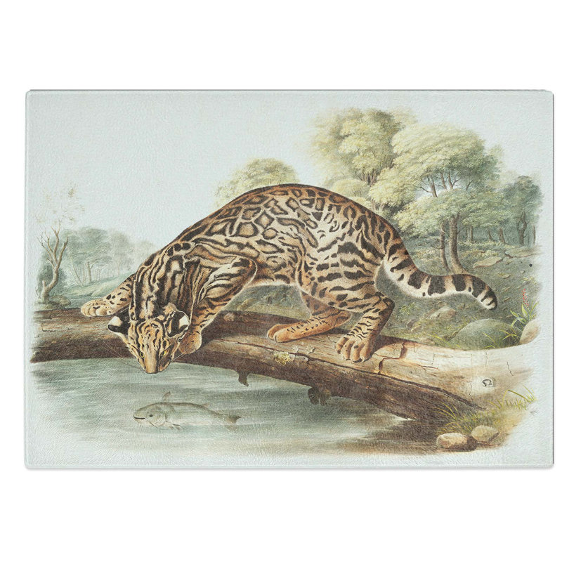Glass Leopard-Cat by J.W. Audubon Chopping Board, 39 cm W x 28.5 cm L
