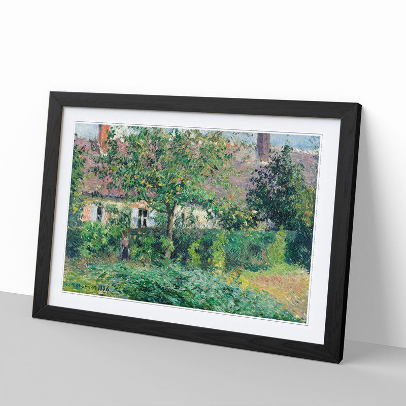 The Peasant House by Camille Pissarro - Picture Frame Painting, 36cm H x 48cm W x 2cm D, Black Framed