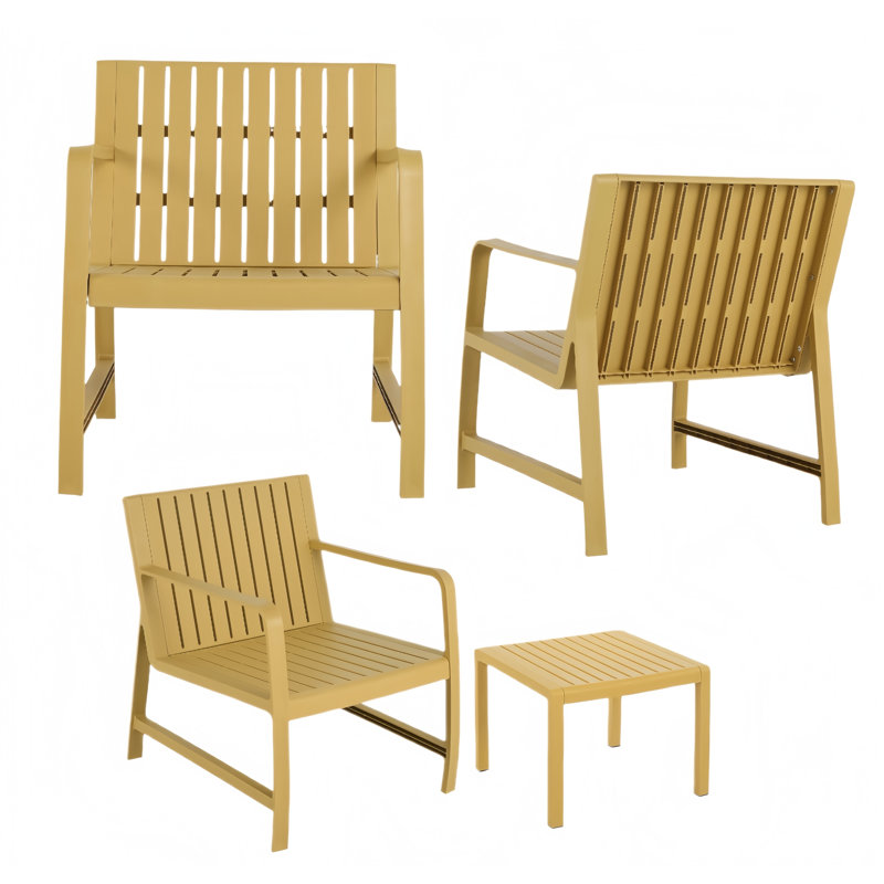 Ensemble de chaises 1 place et table basse 1 pièce PP, Yellow