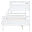 Lit superposé simple au-dessus d'un lit double - blanc, robuste avec garde-corps et mesures blanches-818480584