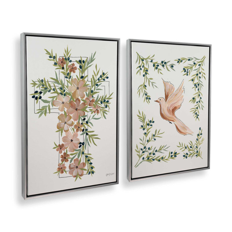 «Grace in Bloom», ensemble de 2 impressions sur toile, H 19 po x l 26 po, Impression encadrée sans passe-partout, Chrome poli