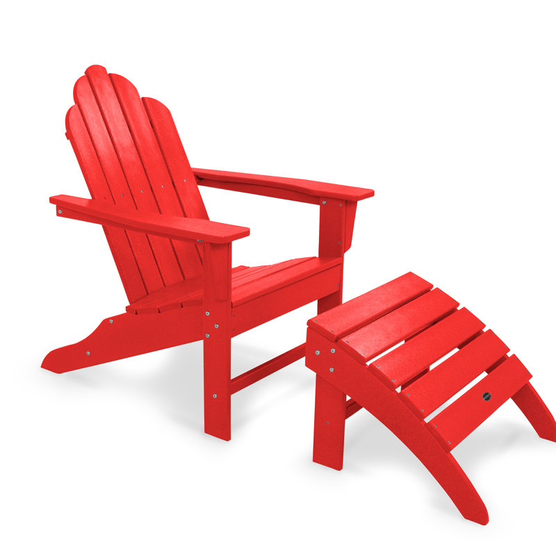 POLYWOOD Long Island Adirondack 2-Piece Set, Sunset Red