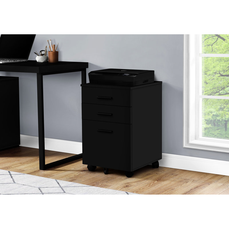 Classeur à dossier mobile avec stratifié noir pour compartiment de bureau contemporain, utilisation