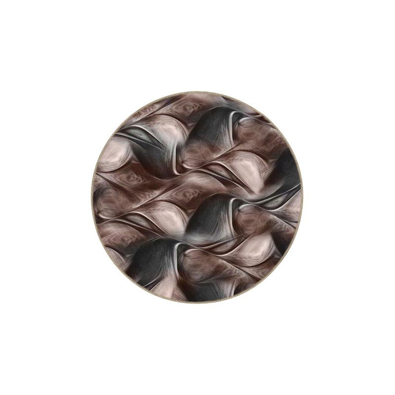 Modern Brown Shaped Patterned Woven Base Washable Rug, Rectangle 2'6" x 4'11" Rug Pad Included