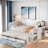 Multifunctional Marksbury With Desk And Storage Shelves, Built-in Trundle And 3 Drawers-906378989