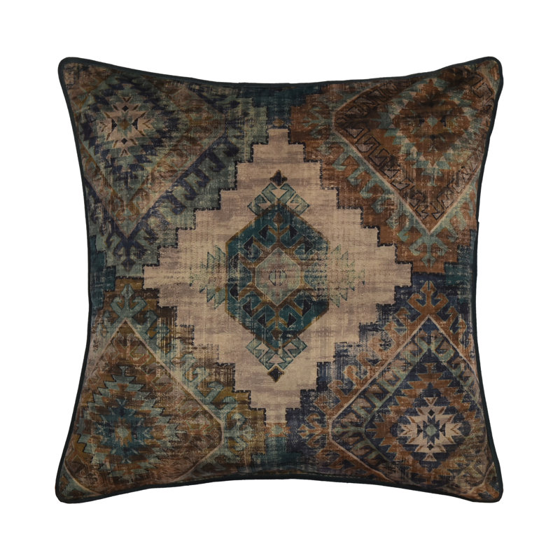 Coussin décoratif Baja, Carré, Sarcelle, H 20 po x l 20 po