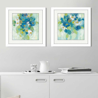 « spring aromatique ii white florals », ensemble de 2 reproductions de peintures à l’acrylique encadrées