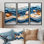 Abstrait coquillage et plage vue aérienne IV - art mural toile côtière - ensemble de 3