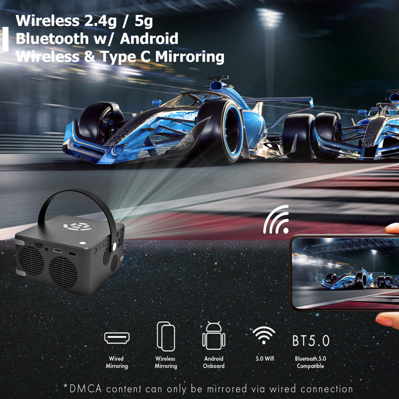 (6 Hr Battery) Worlds Brightest AAXA P6 Ultimate Smart Projector, Wireless Mirroring