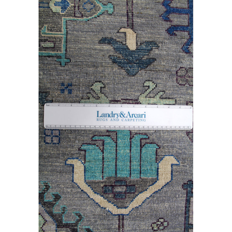 Tapis unique en laine noué à la main gris nouvel âge 6 pi x 8 pi 9 po Karaja