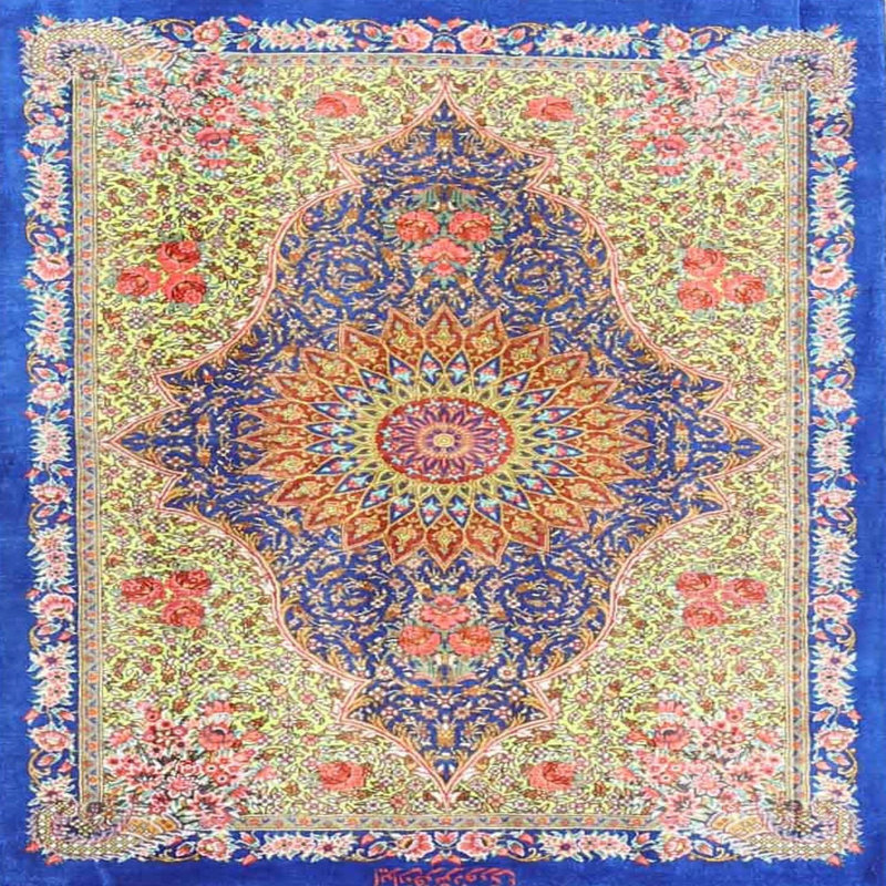 Tapis oriental bleu / vert, Rond 6 pi