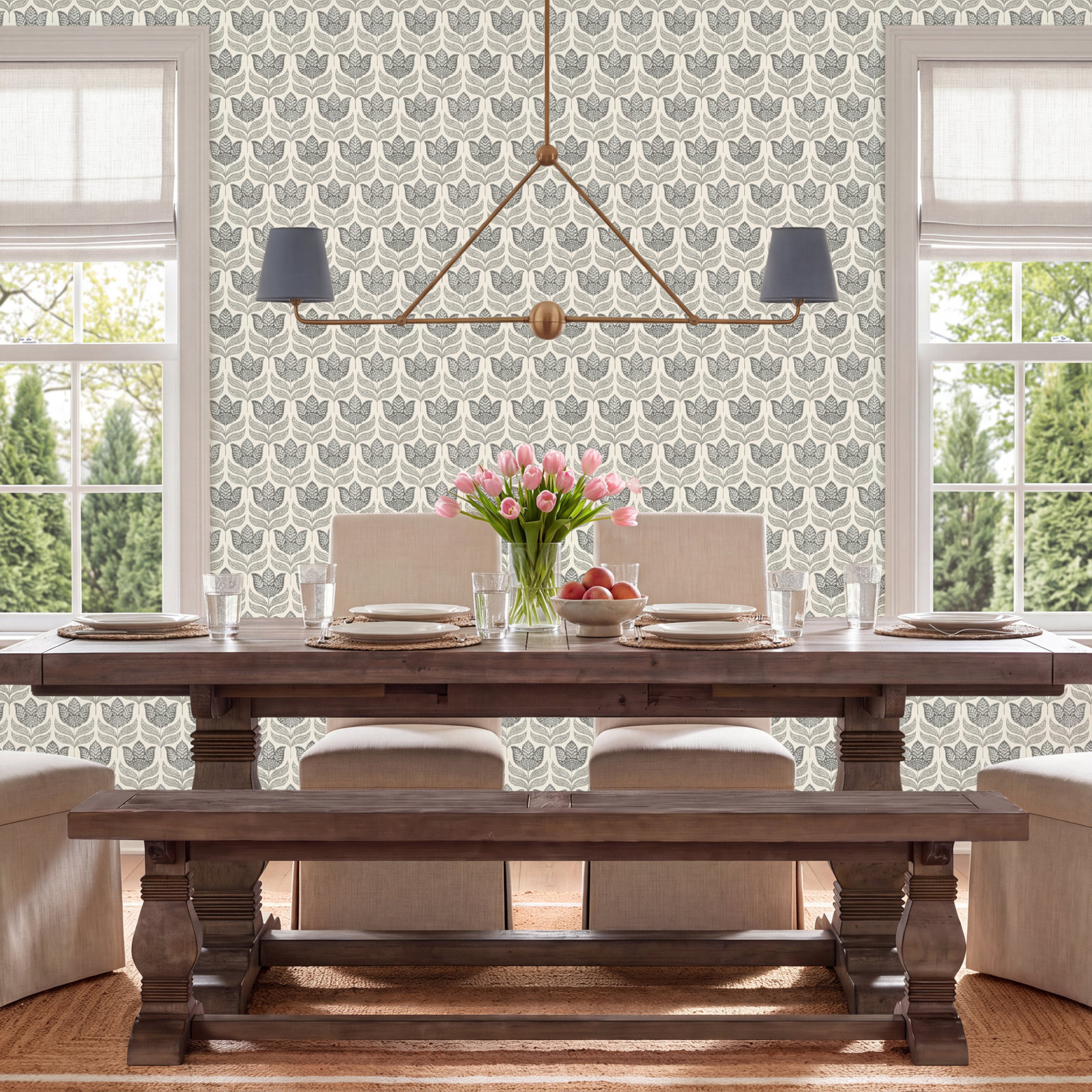 Floral Wallpaper, Gray