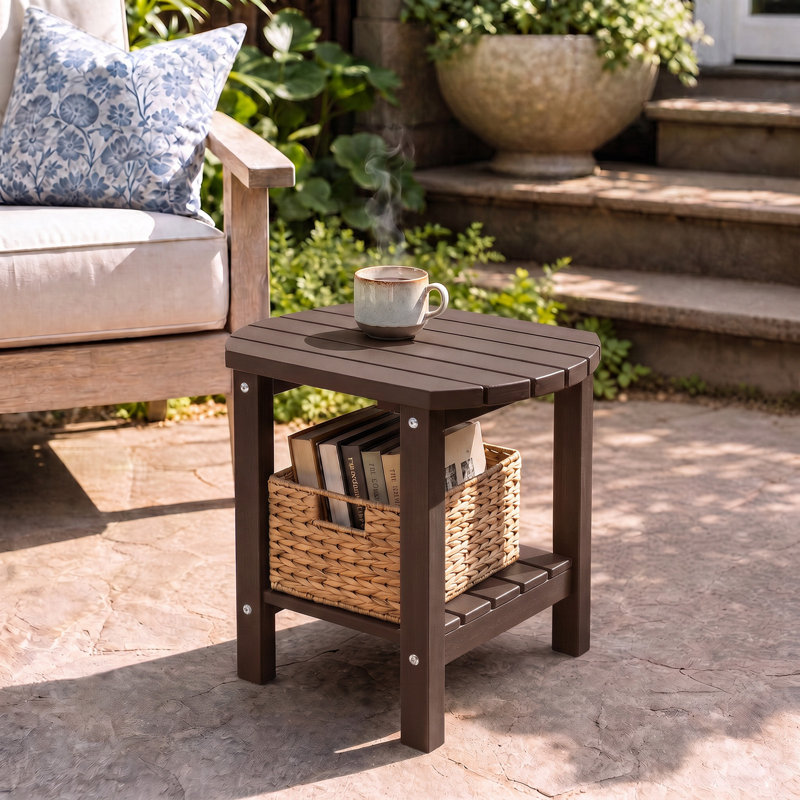 Table d'appoint extérieure 17 po 2 niveaux, Brun