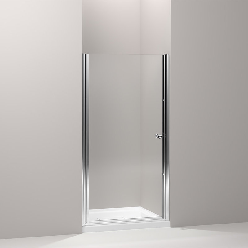 Fluence 36.5" x 65.5" Pivot Shower Door with CleanCoat® Technology, Bright Silver