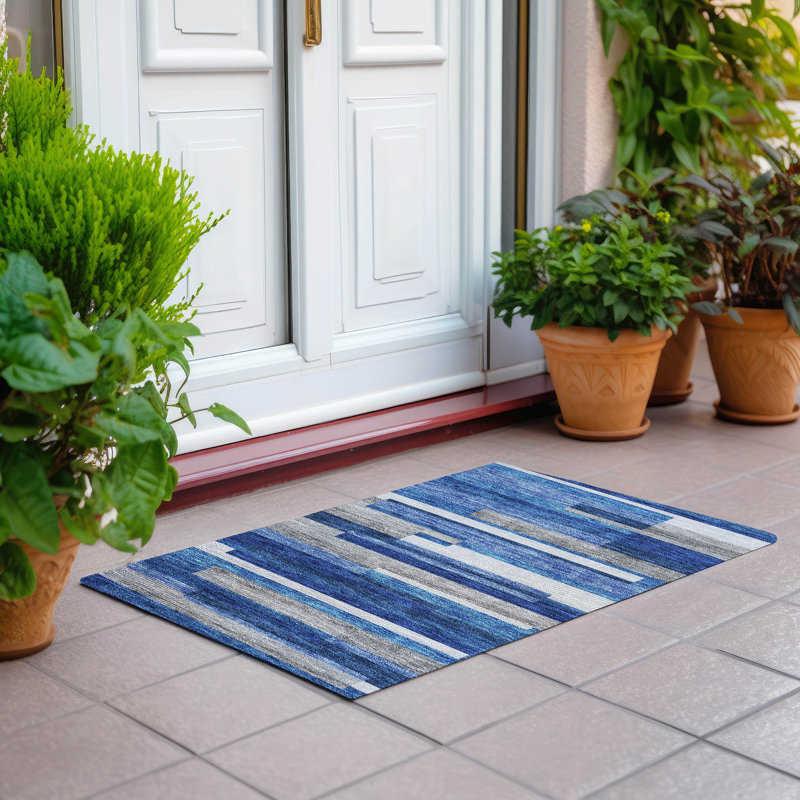 Malchow Washable Striped Indoor / Outdoor Rug, Rectangle 1'8" x 2'6"