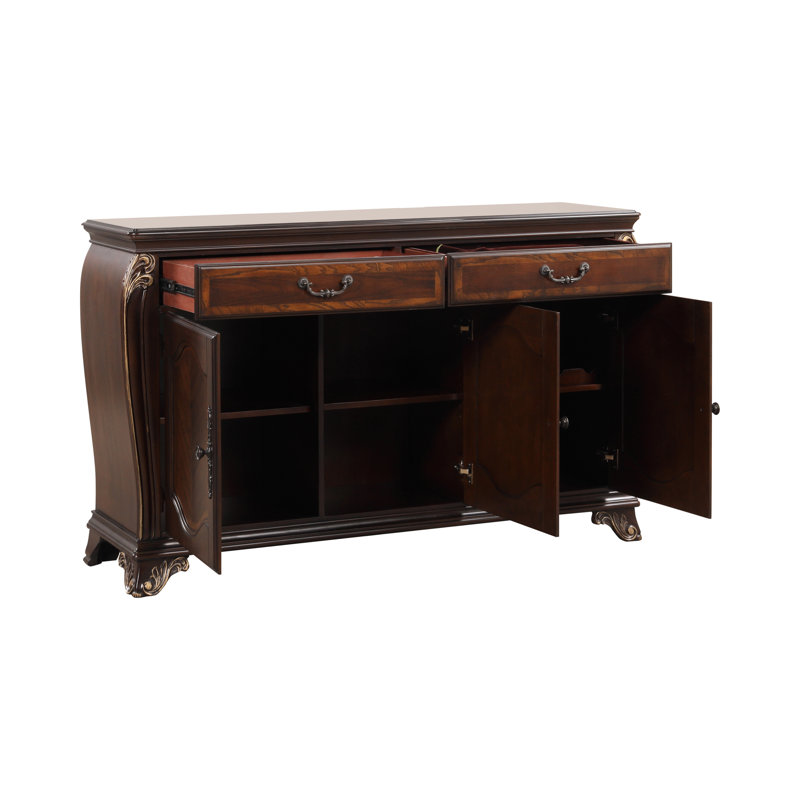 Buffet en bois 2 tiroirs Cambria Hills, Brun cerisier