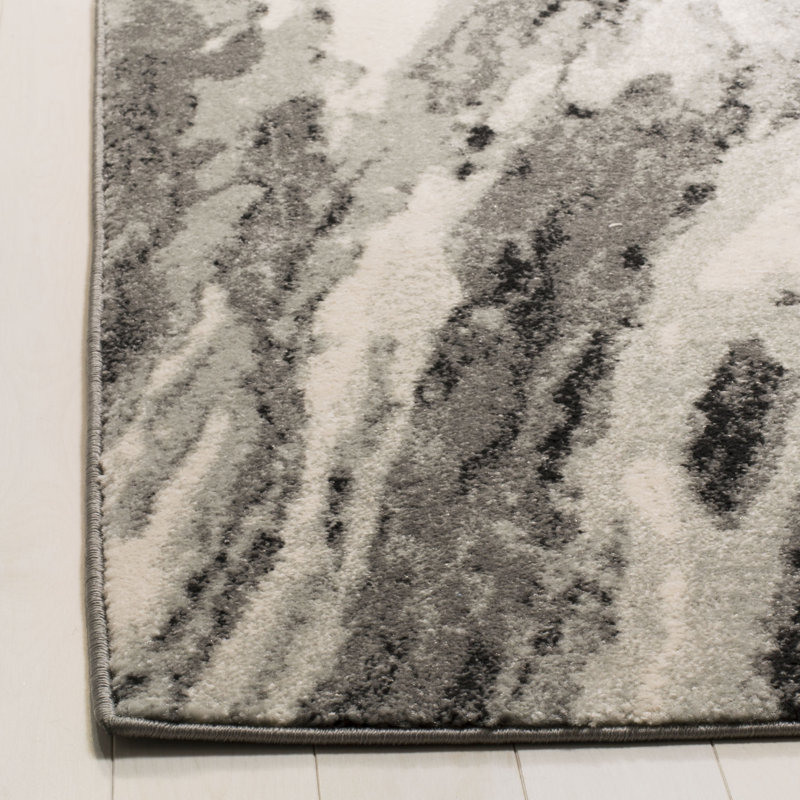 Faustina Abstract Ivory/Grey Area Rug, Runner 2'2" x 7'