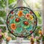 Panneau de vitrail floral coccinelle ， H 12 po-1161096764