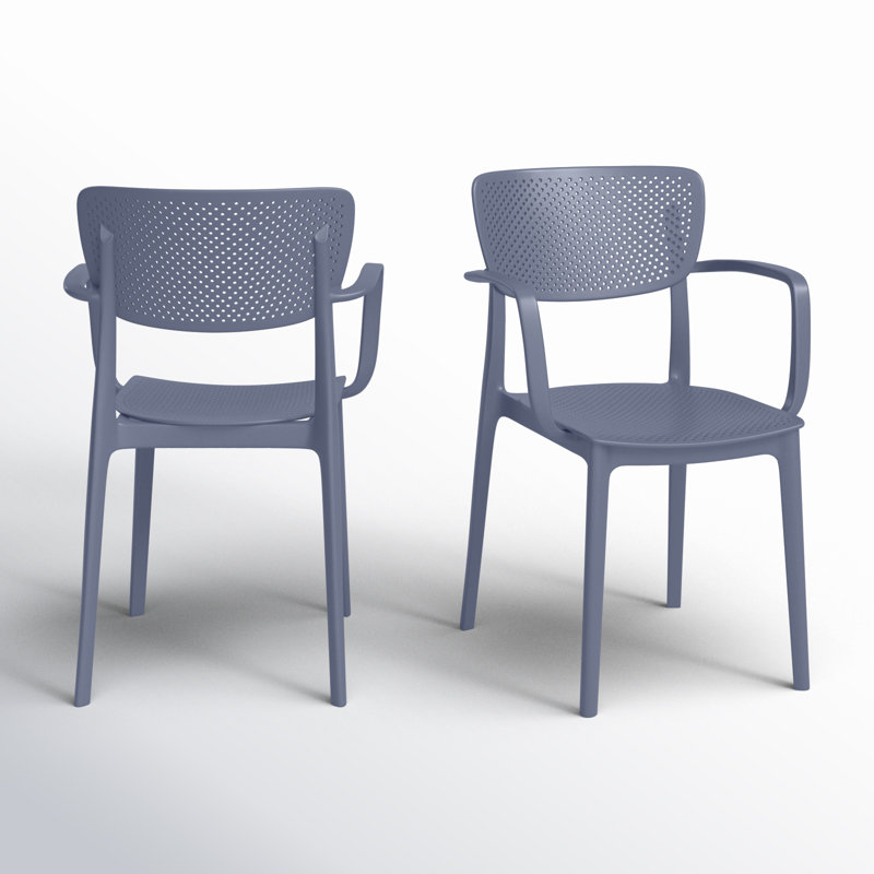 Chaise d'appoint empilable pour patio Farrah, Gris foncé