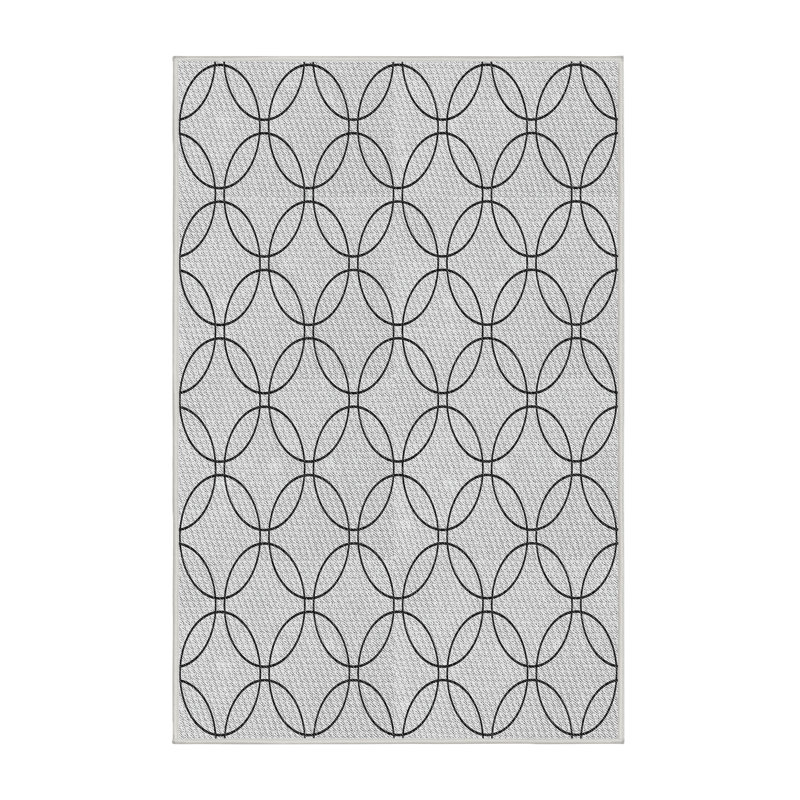 Tapis noir à motifs géométriques, Rectangle 7 pi x 10 pi