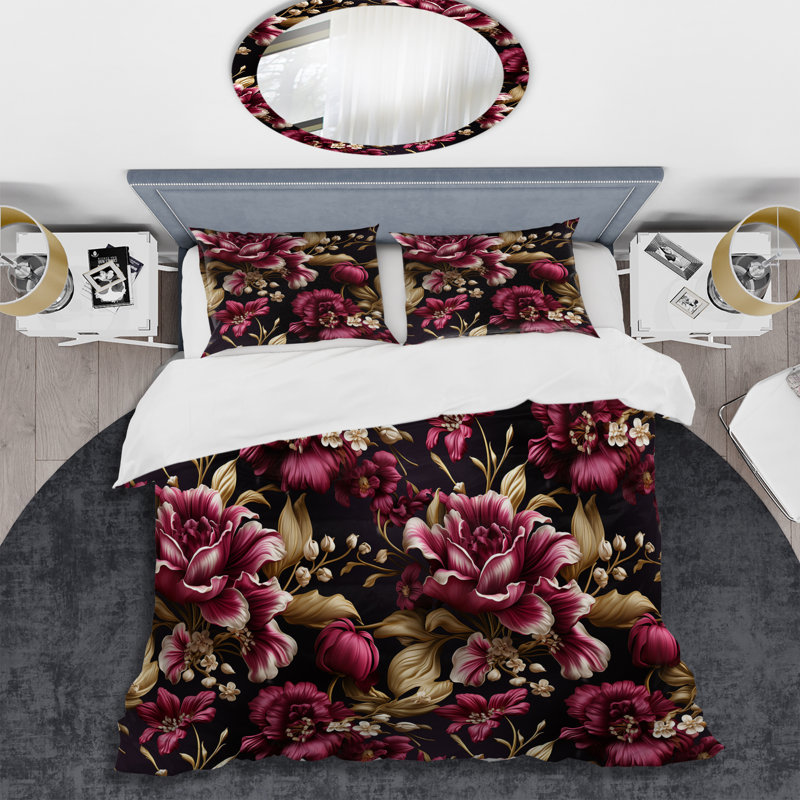 Ensemble de housse de couette Regal Bourgogne Flowers Majesty Elegance III - Glam