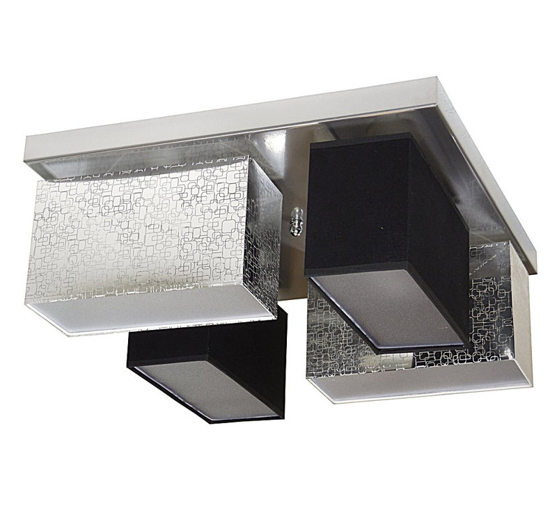 Partlow Fabric Semi Flush Mount, Silver/Black transparent