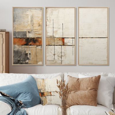 «Abstract Beige Brown Road Collage III», ensemble d'art mural abstrait