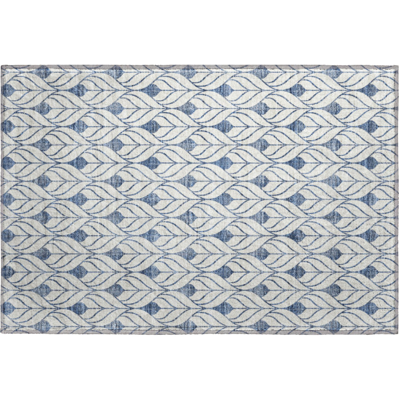 Premium Machine Washable Prisco Blue Rug, Rectangle 1'8" x 2'6"