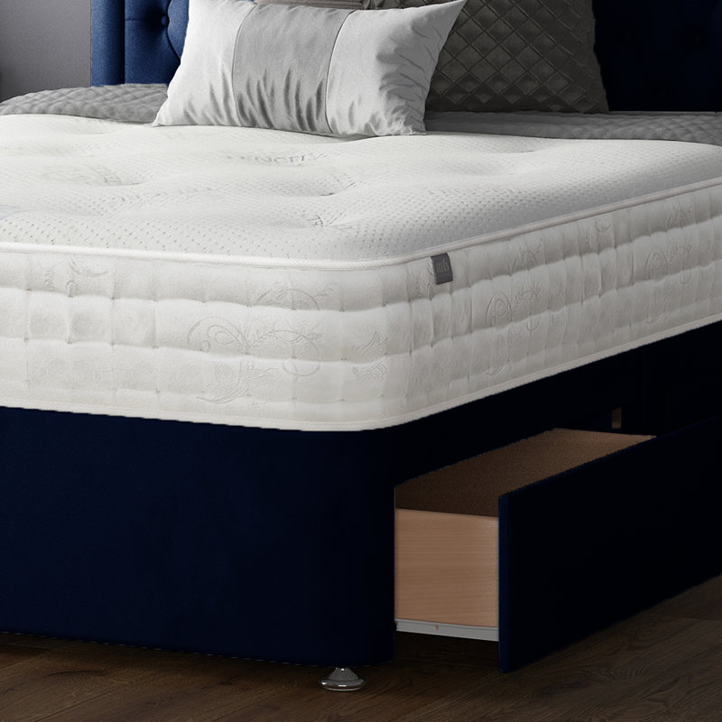 Urbank Divan Bed Base, 2 Left Drawers, Royal Blue, Single (3')