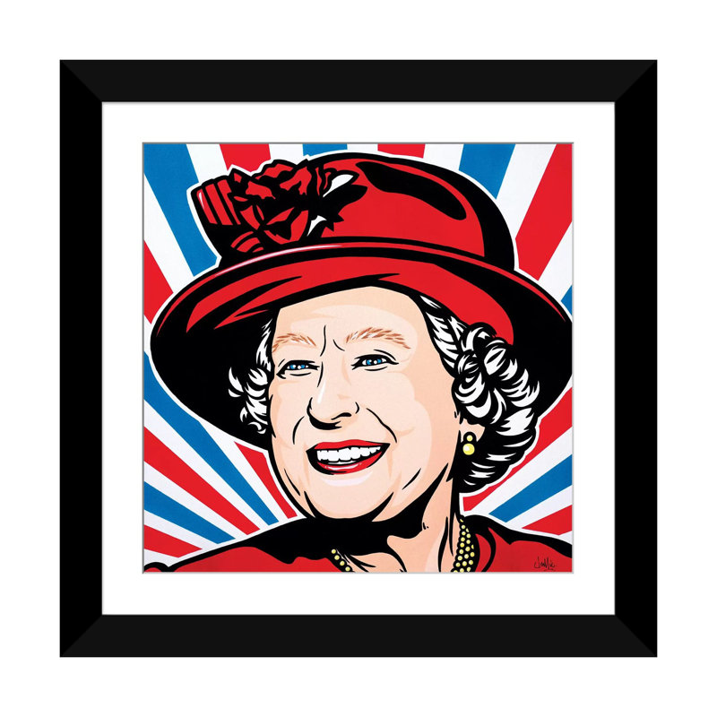 «HRH Queen Elizabeth II», impression sur toile, H 16 po x l 16 po x P 1 po, Papier d'art encadré noir, Blanc