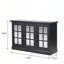 Buffet d'armoire de rangement, 3 portes en miroir en acrylique, tablettes réglables, stratifié décoratif noir, buffet en panneau de fibres à densité moyenne avec porte magnétique pour le salon, cuisine-1086670025