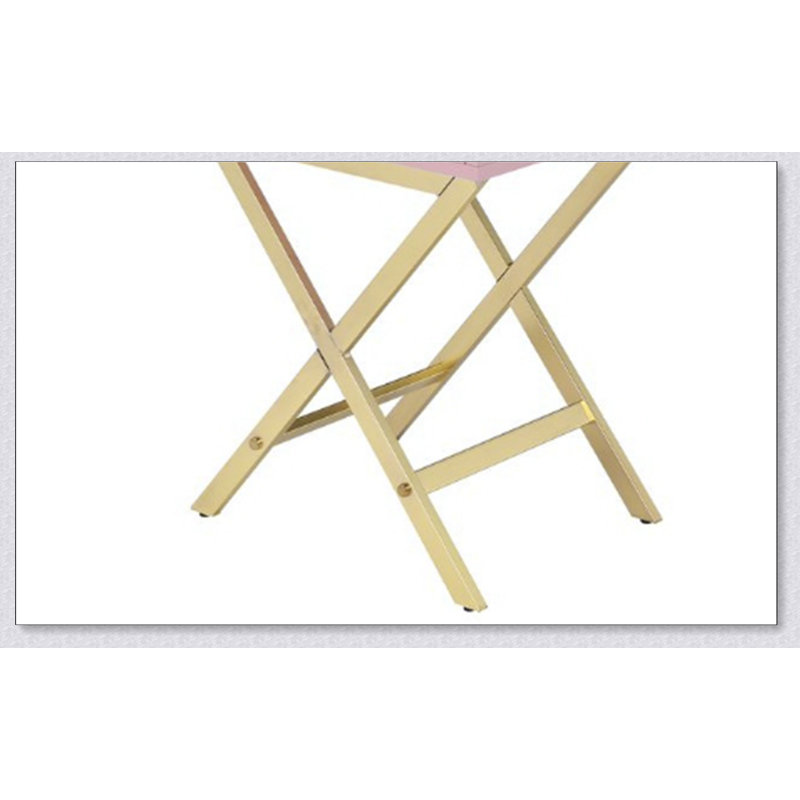 Table d'appoint Coleen, Plateau rose / base dorée