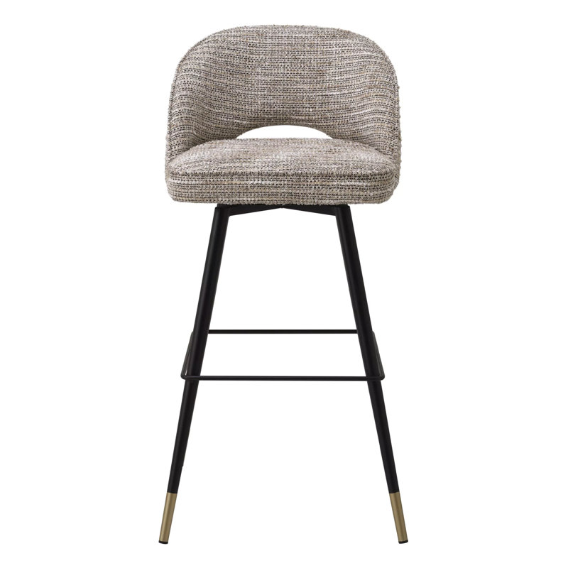 Cliff Swivel Upholstered Stool with Metal Frame, Bar Stool (31" Seat Height), Beige