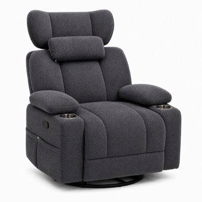 Fauteuil pivotant inclinable, chenille gris foncé, fauteuil de salon moderne
