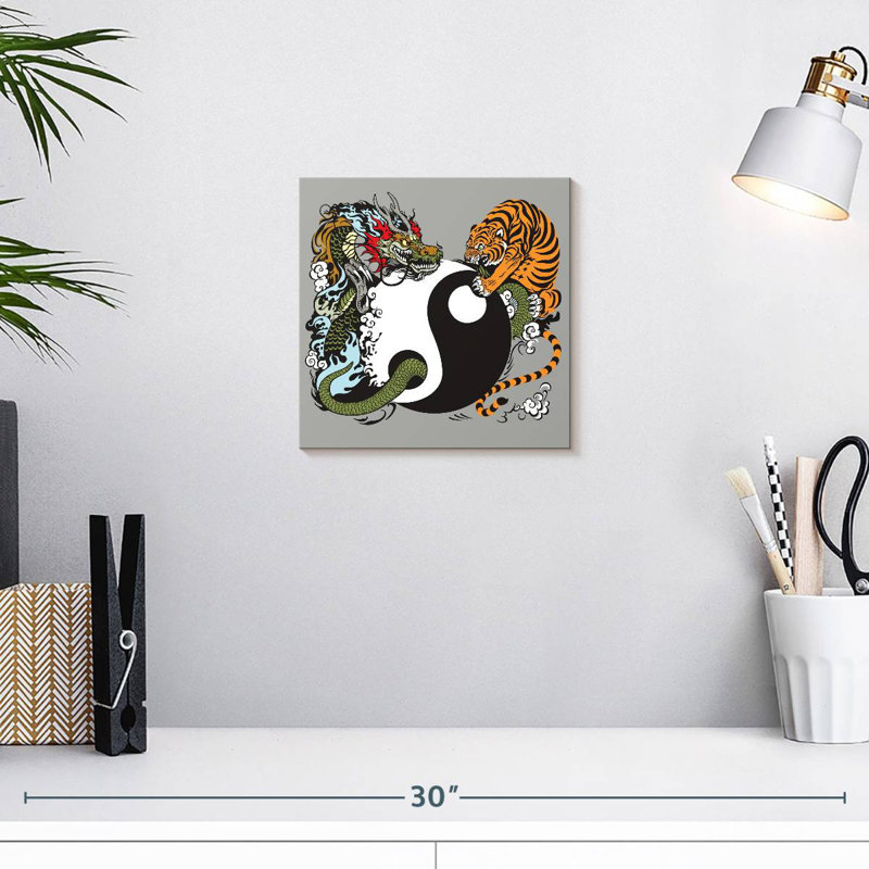 Dragon Adella et tigre Yin Yang, H 10 po x l 10 po
