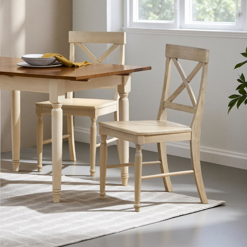 Ensemble de chaises de salle à manger en bois d'acacia, 2 pièces, Blanc antique