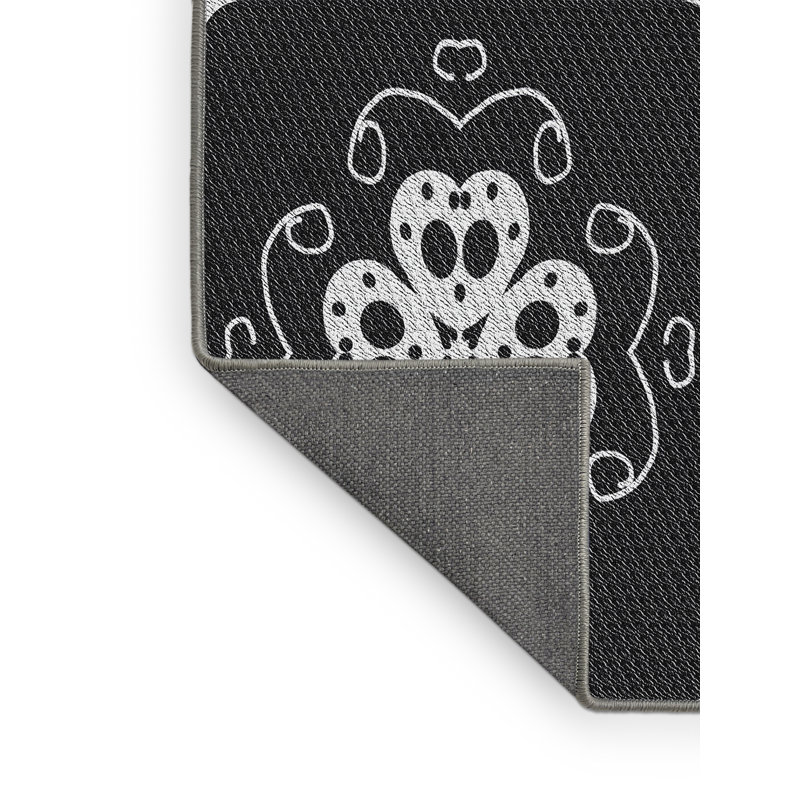 Tapis noir/blanc tissé à la machine, Rectangle 5 pi x 8 pi