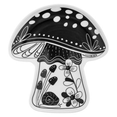 PLATEAU À BIJOUX BOHO N&B EN FORME DE CHAMPIGNON (