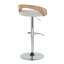 Tabouret de bar pivotant réglable en métal chromé, bois blanchi et tissu d'avoine avec repose-pieds arrondi en forme de T - Paquet de 2