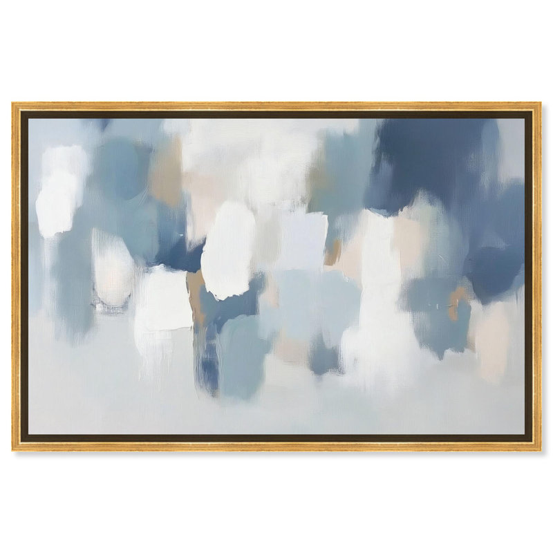 Dreaming Indigo I Canvas Blue Abstract Art by Art Remedy, Gold Framed, 17" H x 25" W