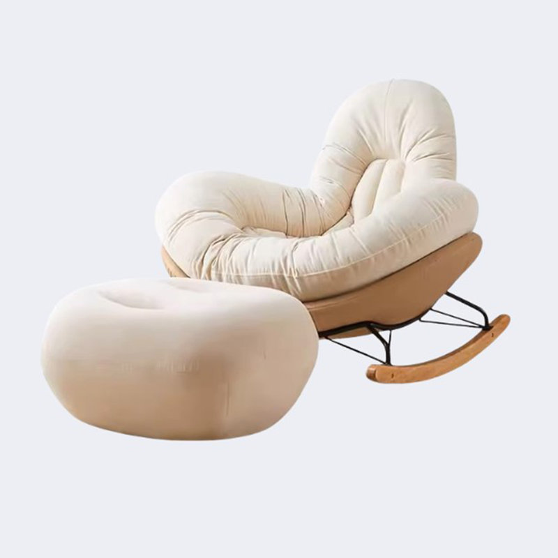 Chaise berçante simple à bascule, Café crème
