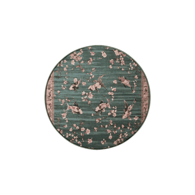 Tapis vert soyeux et moelleux, Rond 5 pi
