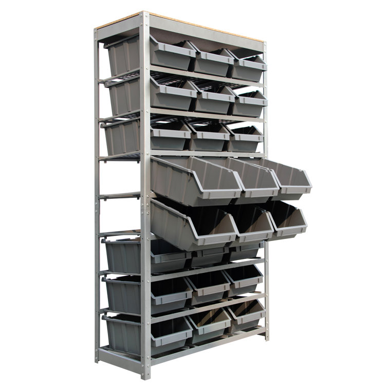 Jonnisha 33 W x 15 D x 48 H Garage Storage Bin Rack System Heavy Duty 6  Tiers 22 Bins Shelving Units