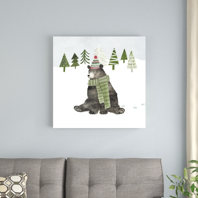 «Woodland Christmas IV» par Victoria Borges - reproduction d'art sur toile tendue, H 30 po x l 30 po