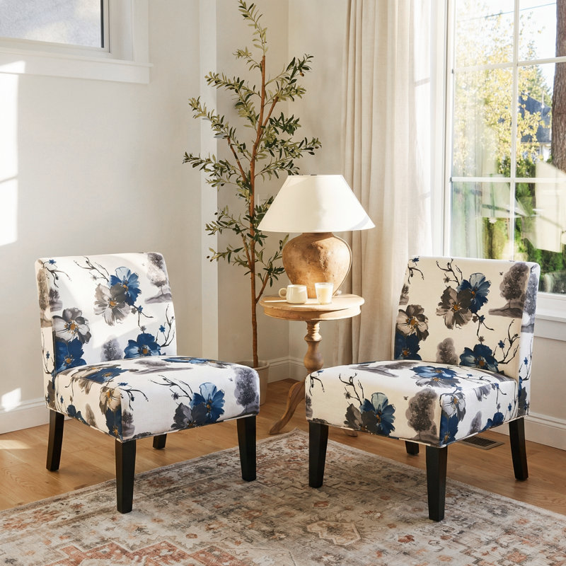 Chaise d'appoint moderne pour le salon, Blanc / Bleu 