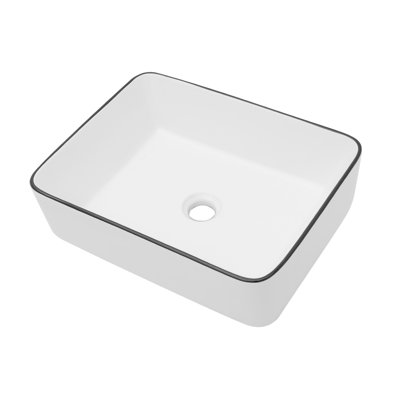 Modern 16X12 Inch Ceramic Rectangular Vessel Sink White - Functional Bathroom Accessory Elegant And