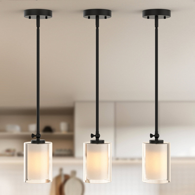Luminaire suspendu simple noir mat à 1 lumière Bauman (paquet de 3)