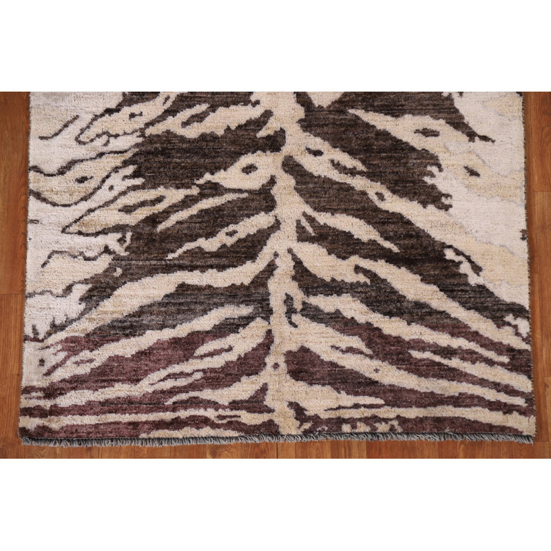 Vegetable Dye Abstract Square Rug 4x4