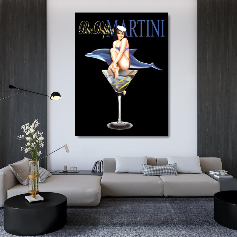 Blue Dolphin Martini, 48" H x 36" W