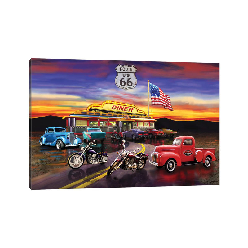 Nostalgic America Diner And Cars by Greg & Company - Wrapped Canvas Print, 101.6 cm H x 66.04 cm W x 3.175 cm D